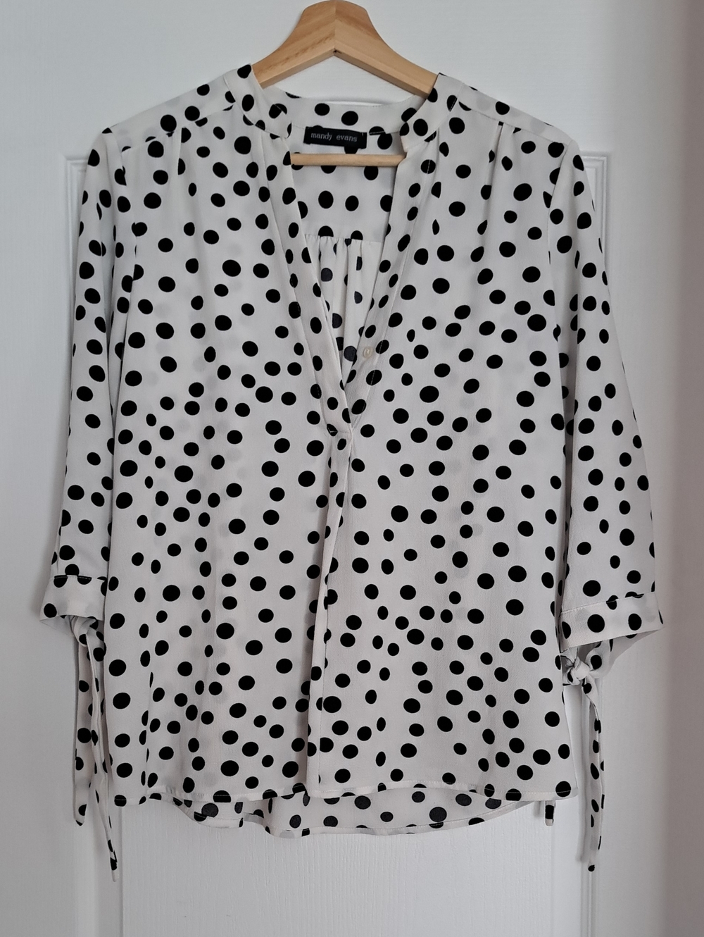 Mandley Events Black Polka Dot White Blouse